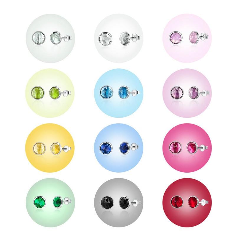 925 Sterling Silver Birthstone Stud Earrings