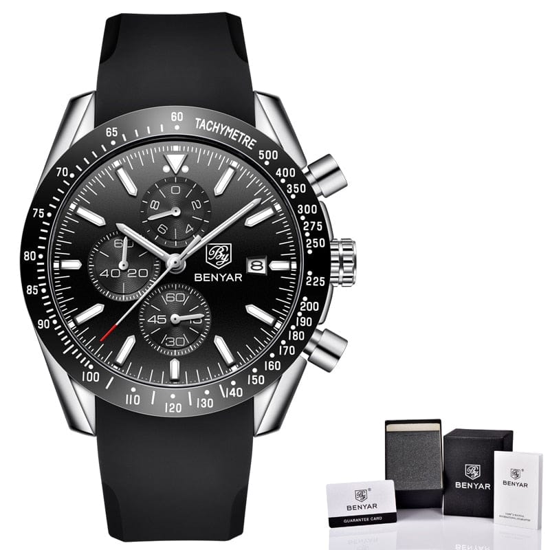 BENYAR Men's Full Steel Quartz Luxury Waterproof Watch