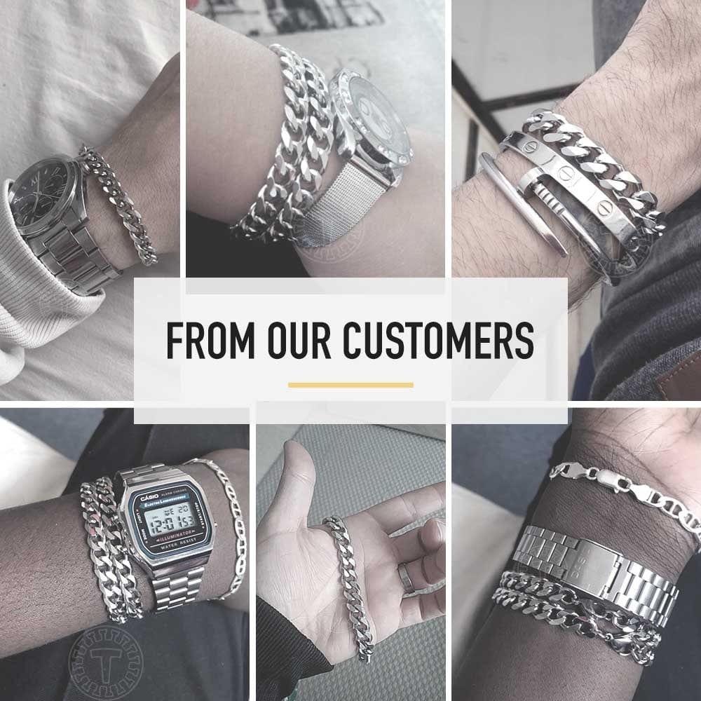 Stainless Steel Cuban Link Chain Unisex Bracelet ~ 3-11mm