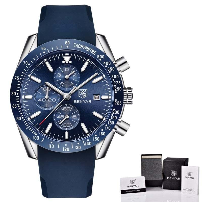 BENYAR Men's Full Steel Quartz Luxury Waterproof Watch
