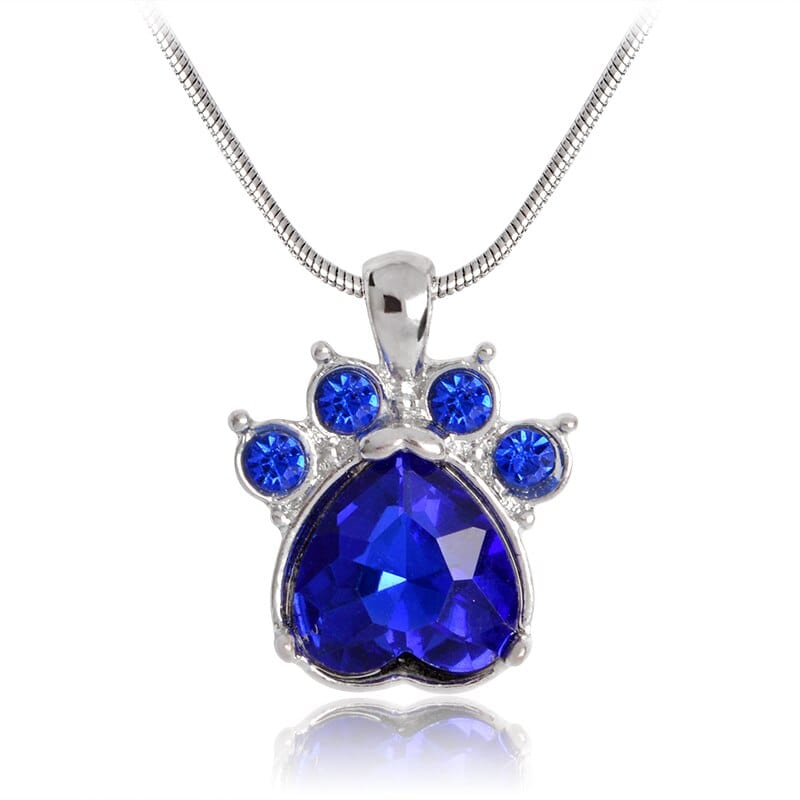 Paw Print Birthstone Charm Necklace