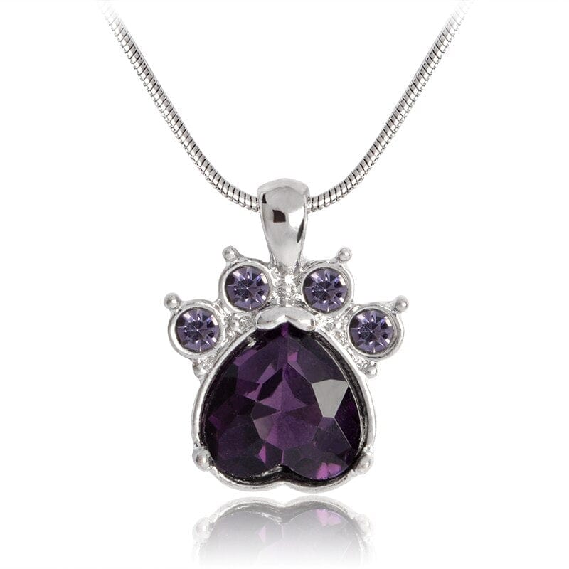 Paw Print Birthstone Charm Necklace