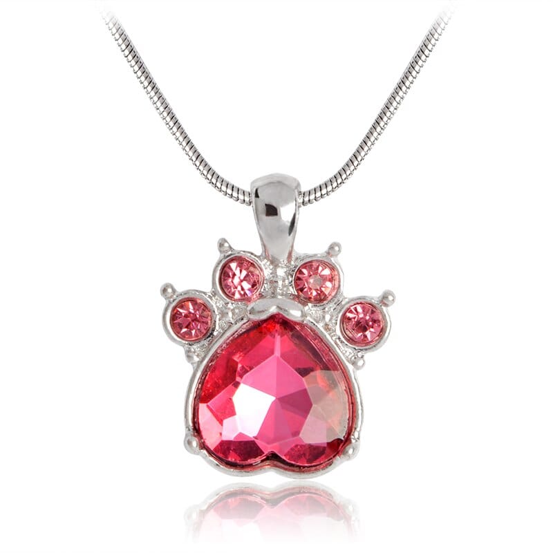 Paw Print Birthstone Charm Necklace