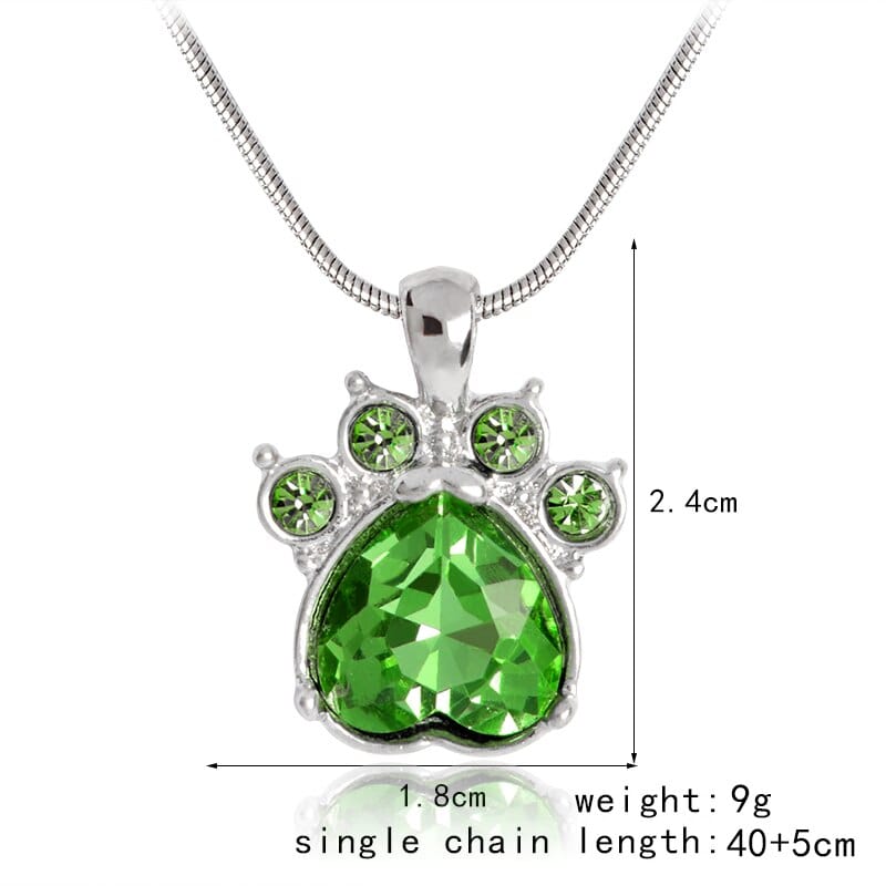 Paw Print Birthstone Charm Necklace