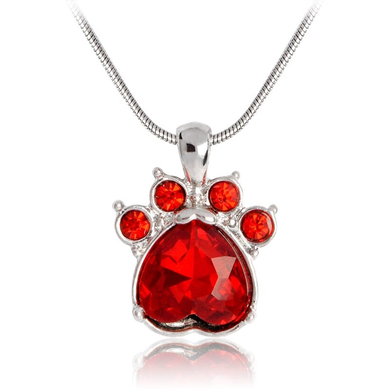Paw Print Birthstone Charm Necklace
