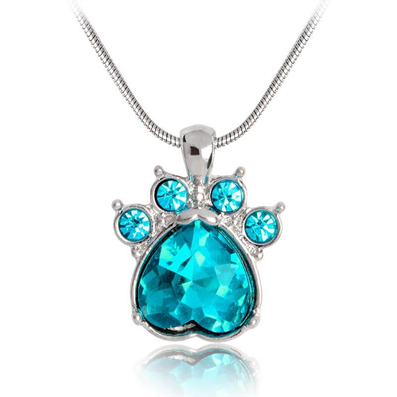 Paw Print Birthstone Charm Necklace