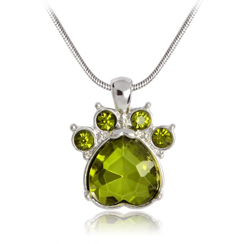 Paw Print Birthstone Charm Necklace