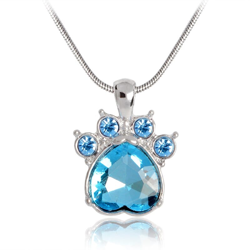 Paw Print Birthstone Charm Necklace