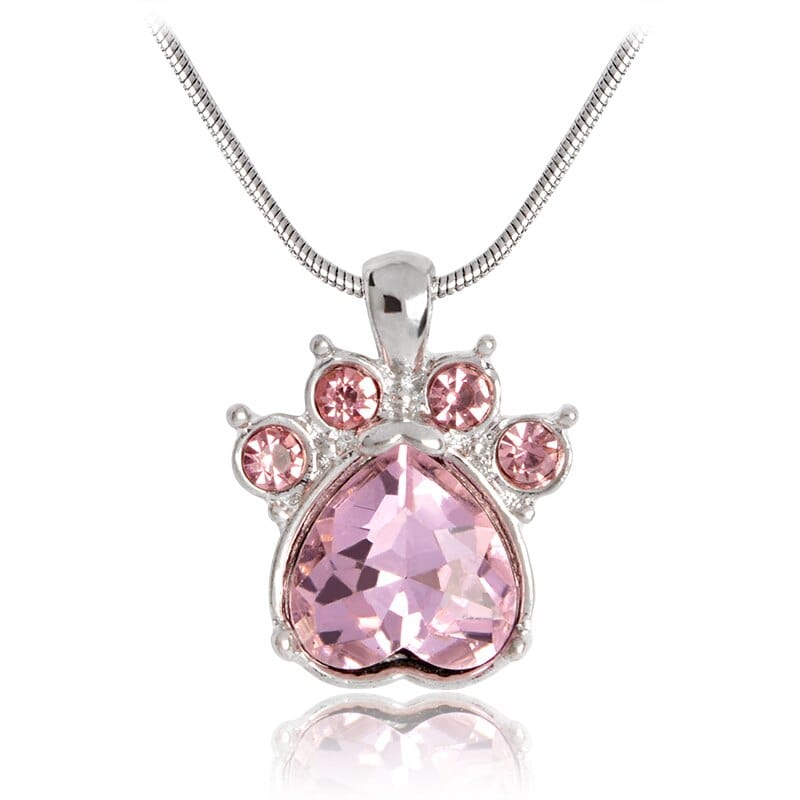 Paw Print Birthstone Charm Necklace