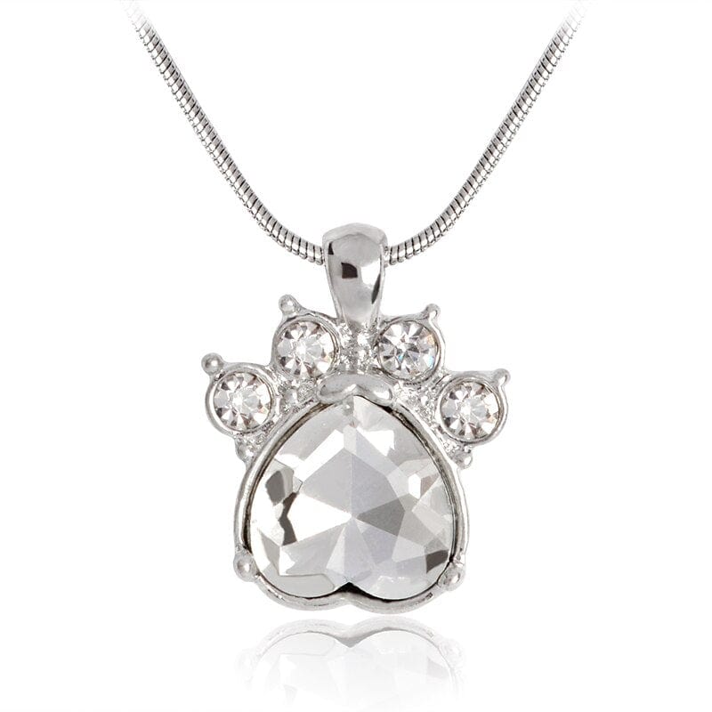 Paw Print Birthstone Charm Necklace