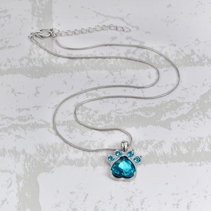 Paw Print Birthstone Charm Necklace