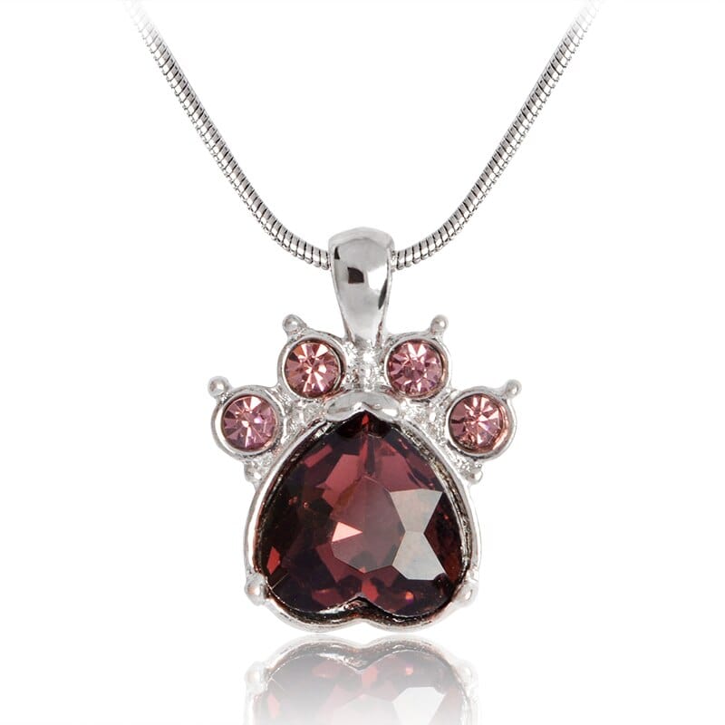 Paw Print Birthstone Charm Necklace