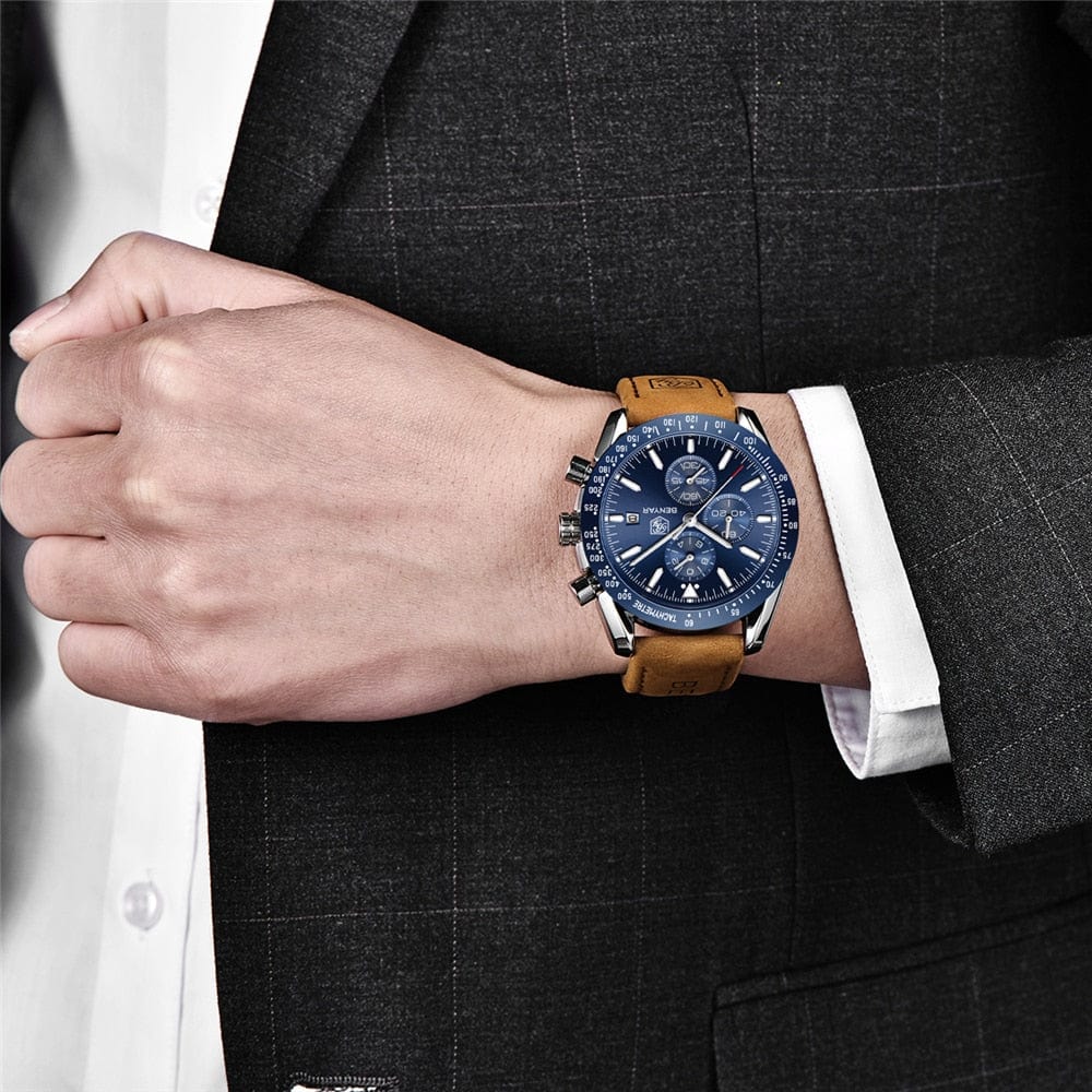 BENYAR Men's Full Steel Quartz Luxury Waterproof Watch