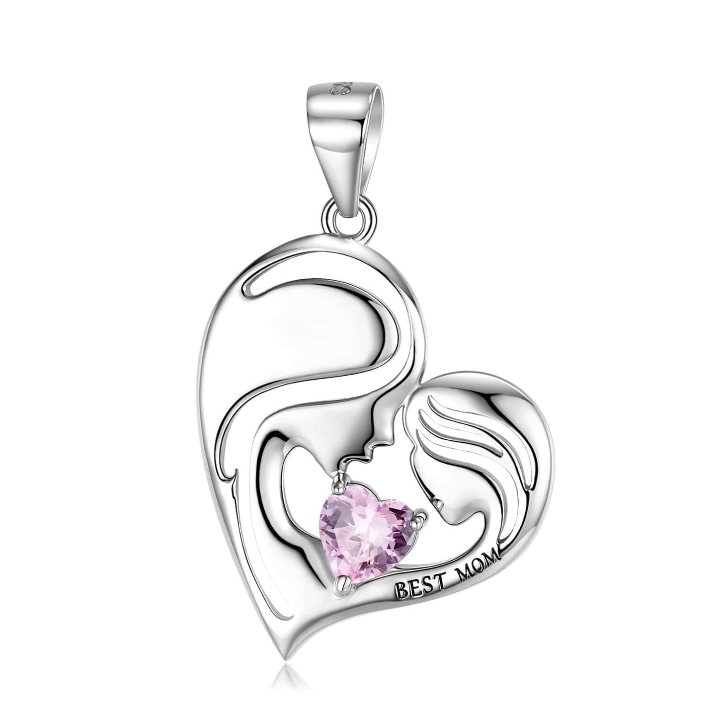 925 Sterling Silver Heart Mother Daughter Pendant