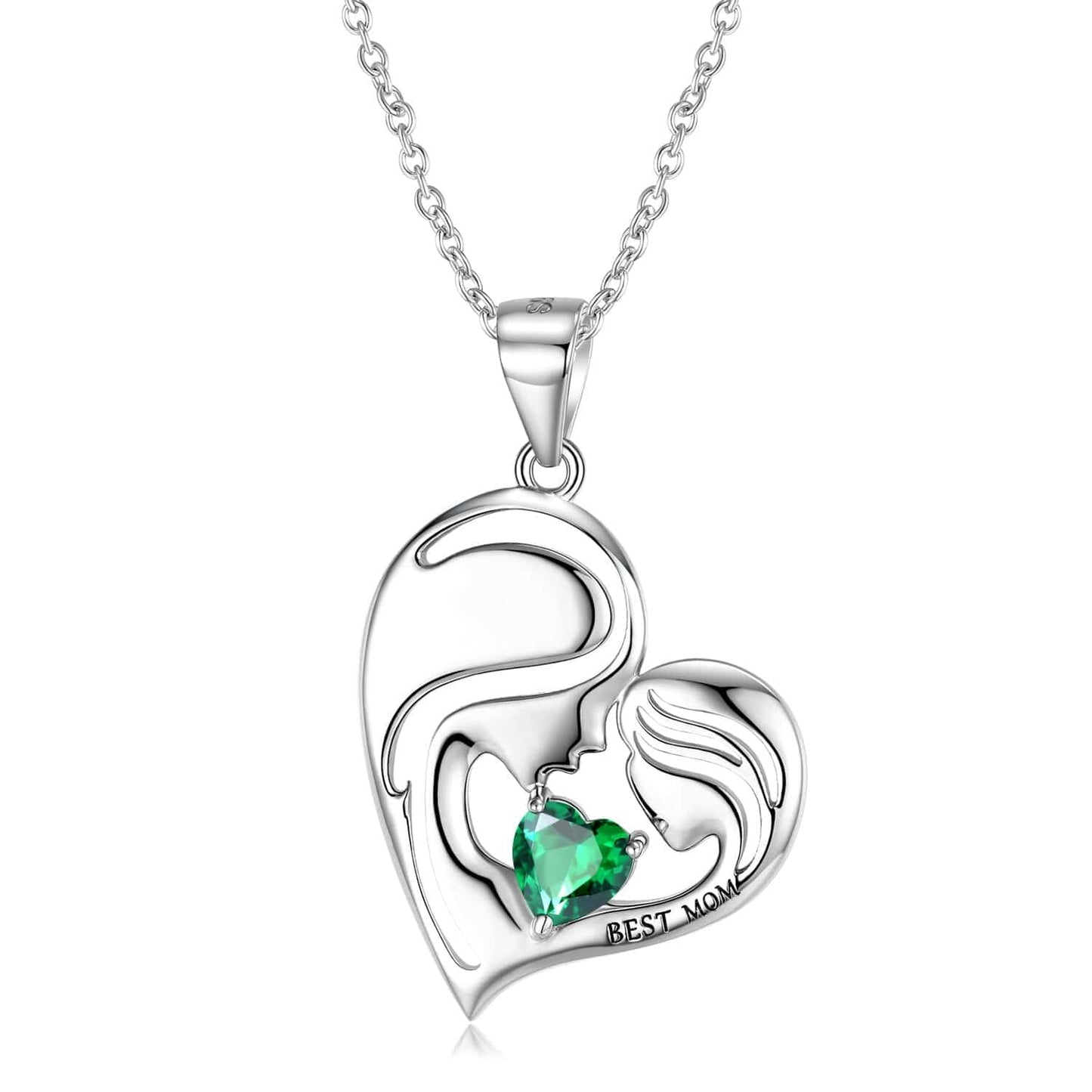 925 Sterling Silver Heart Mother Daughter Pendant