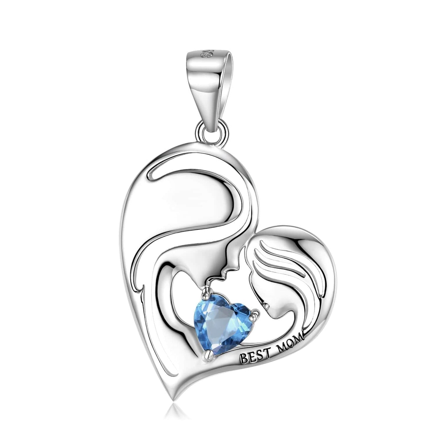 925 Sterling Silver Heart Mother Daughter Pendant