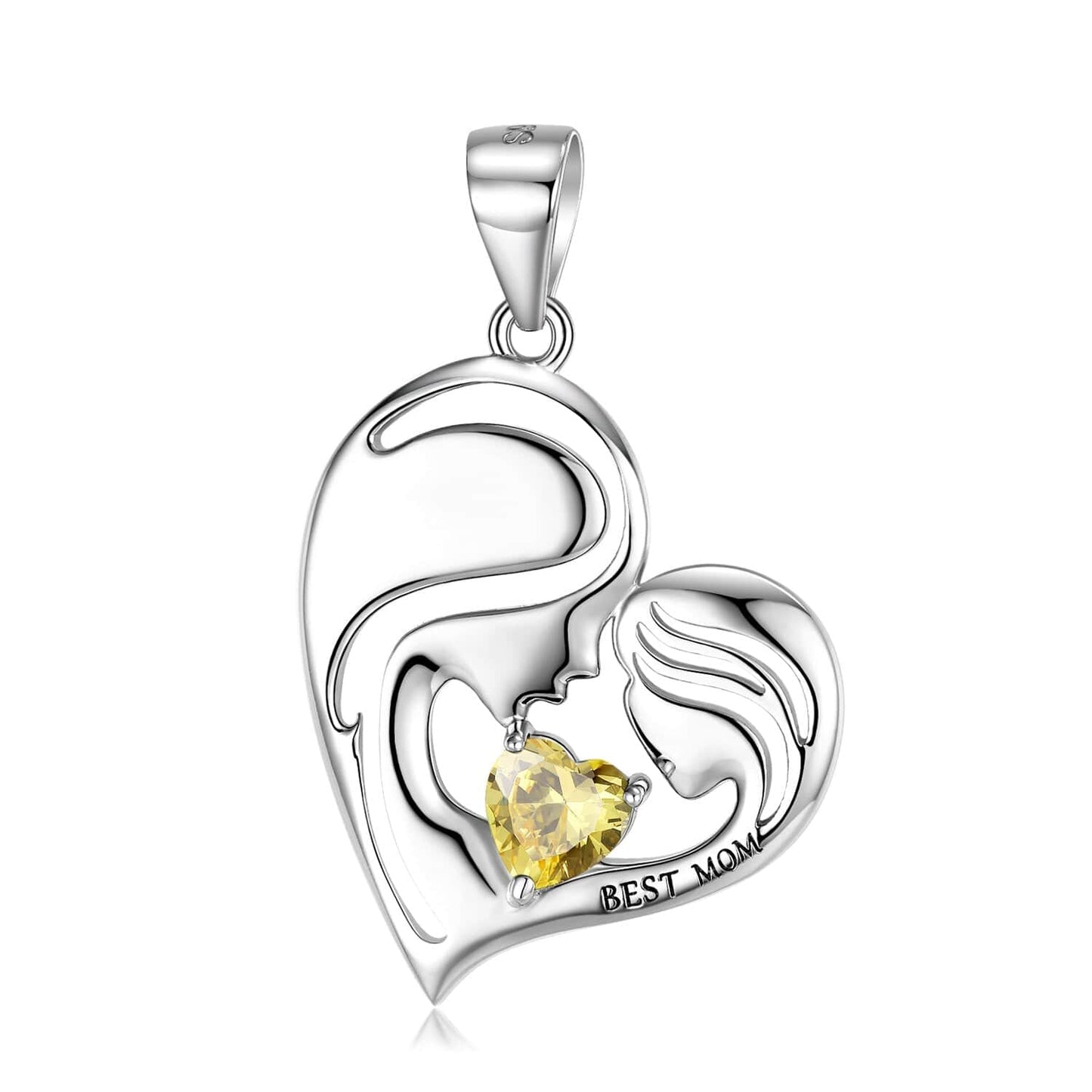 925 Sterling Silver Heart Mother Daughter Pendant