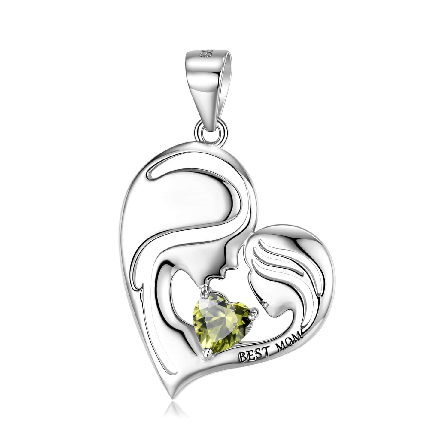925 Sterling Silver Heart Mother Daughter Pendant
