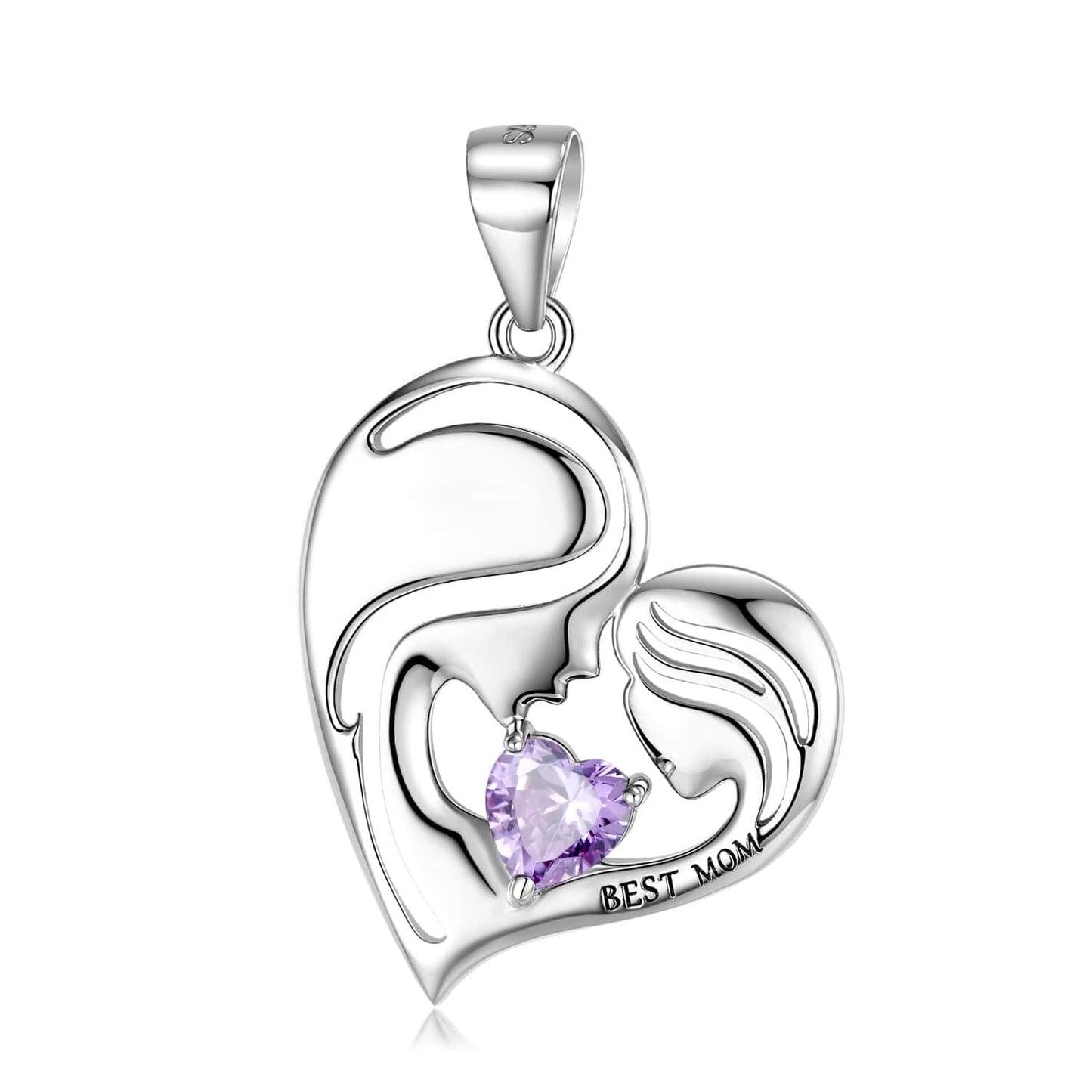 925 Sterling Silver Heart Mother Daughter Pendant