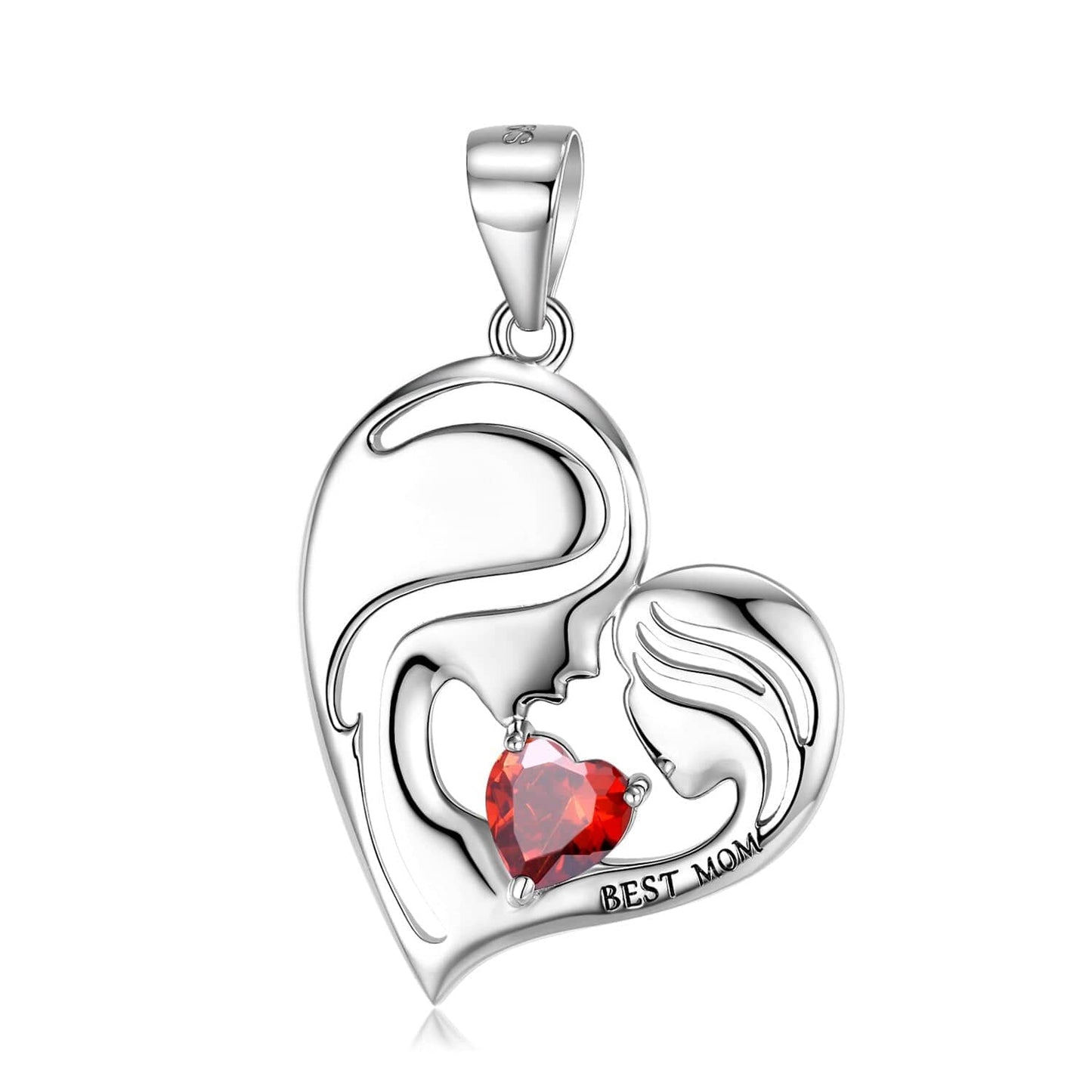 925 Sterling Silver Heart Mother Daughter Pendant