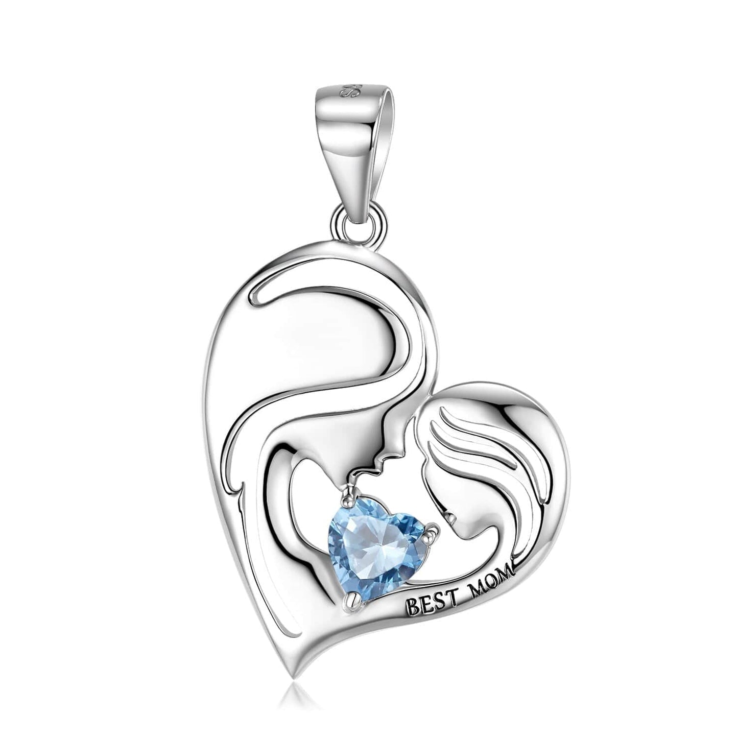 925 Sterling Silver Heart Mother Daughter Pendant