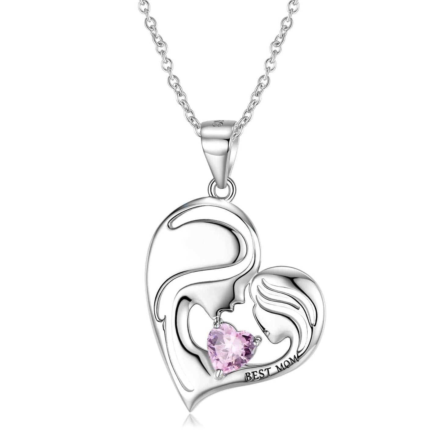 925 Sterling Silver Heart Mother Daughter Pendant