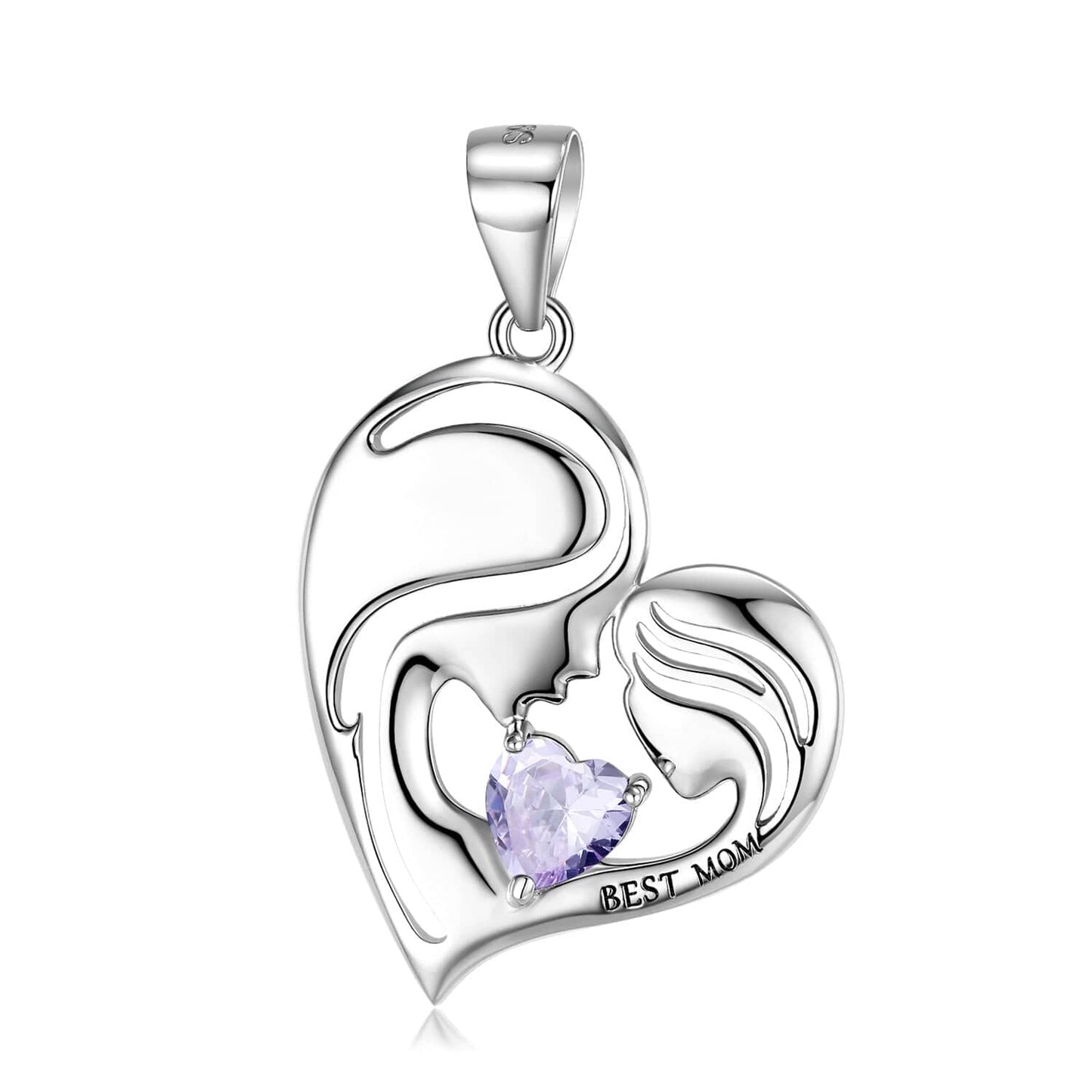 925 Sterling Silver Heart Mother Daughter Pendant