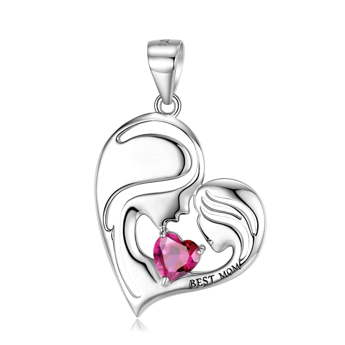 925 Sterling Silver Heart Mother Daughter Pendant