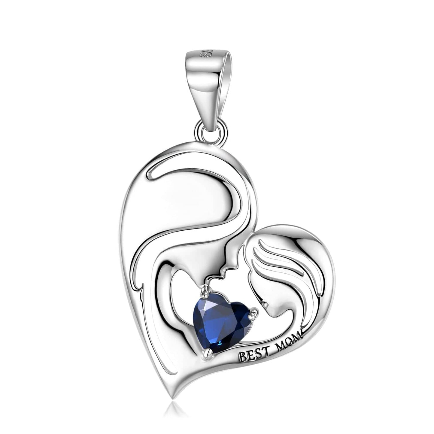 925 Sterling Silver Heart Mother Daughter Pendant