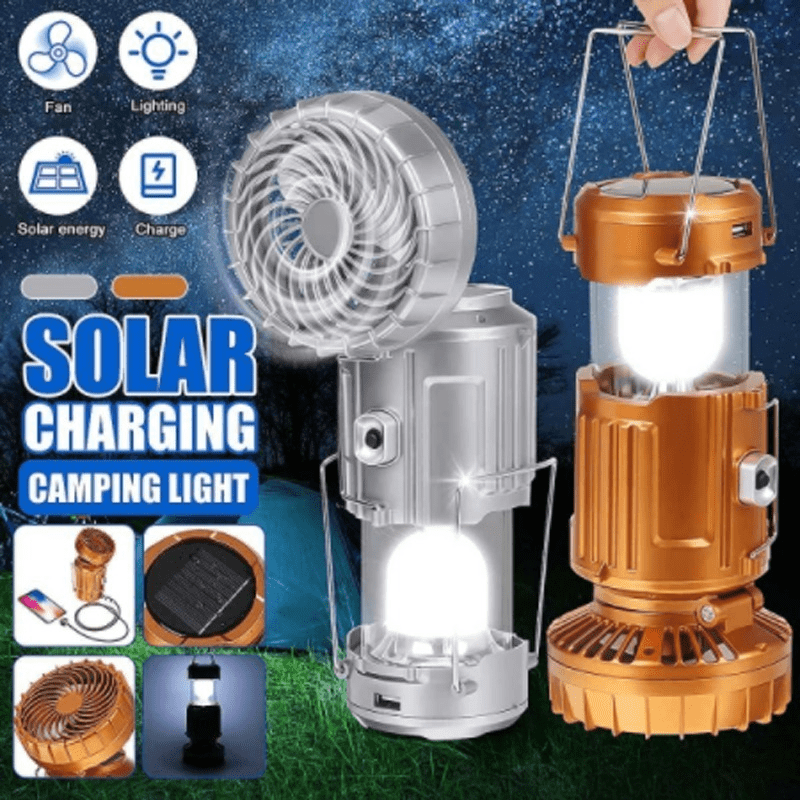 6 in 1 Portable Outdoor LED Camping Lantern With Fan