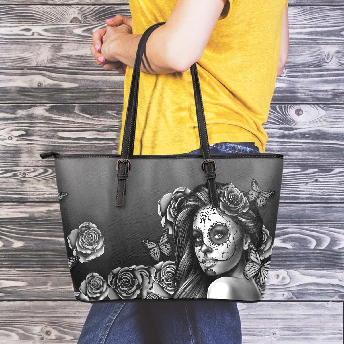 Leather Tote Bags - Calavera Fine Art Collection