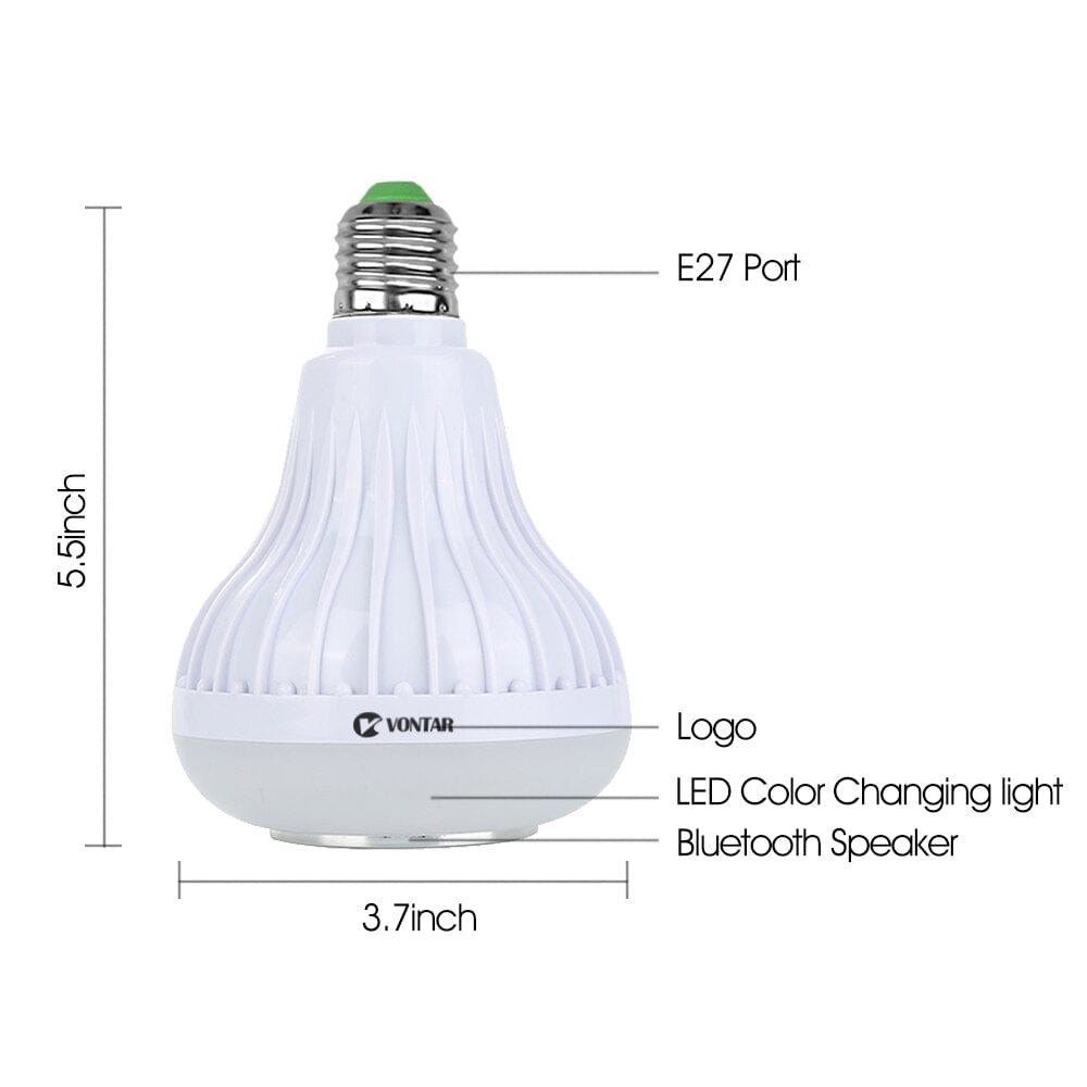 Wireless Bluetooth Speaker+12W RGB Bulb LED Lamp with Remote Control