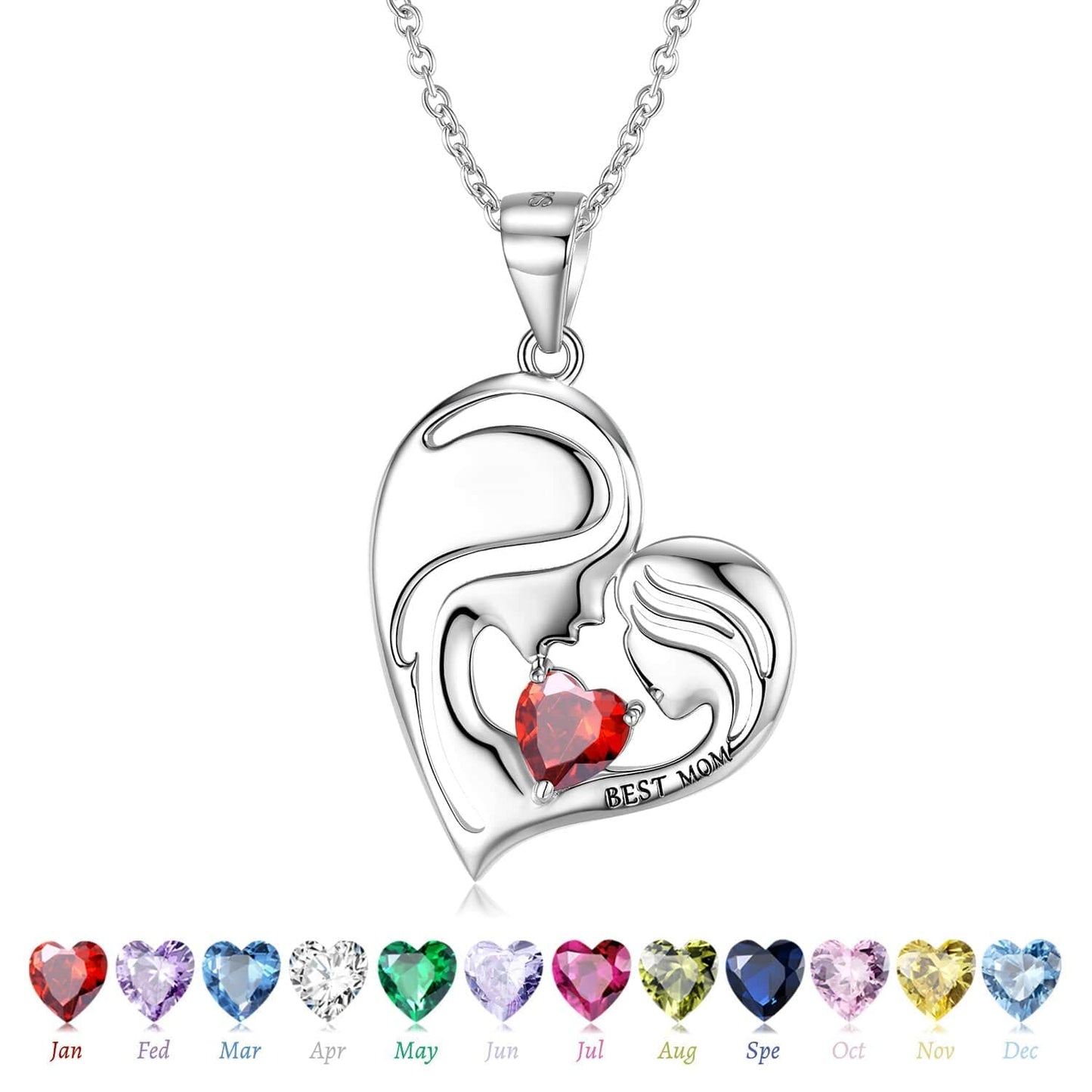 925 Sterling Silver Heart Mother Daughter Pendant