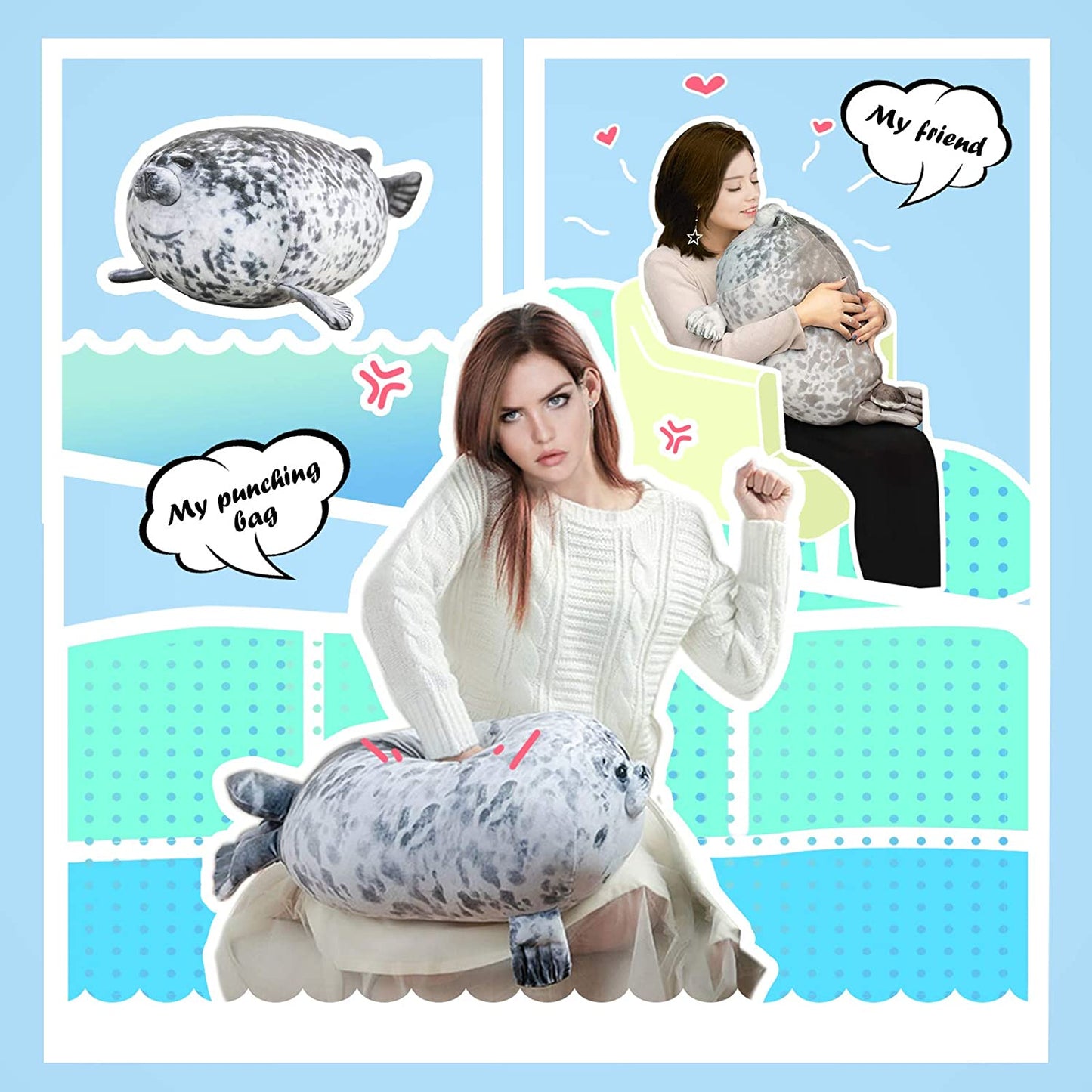 Cuddly Seal Shaped Throw Pillows