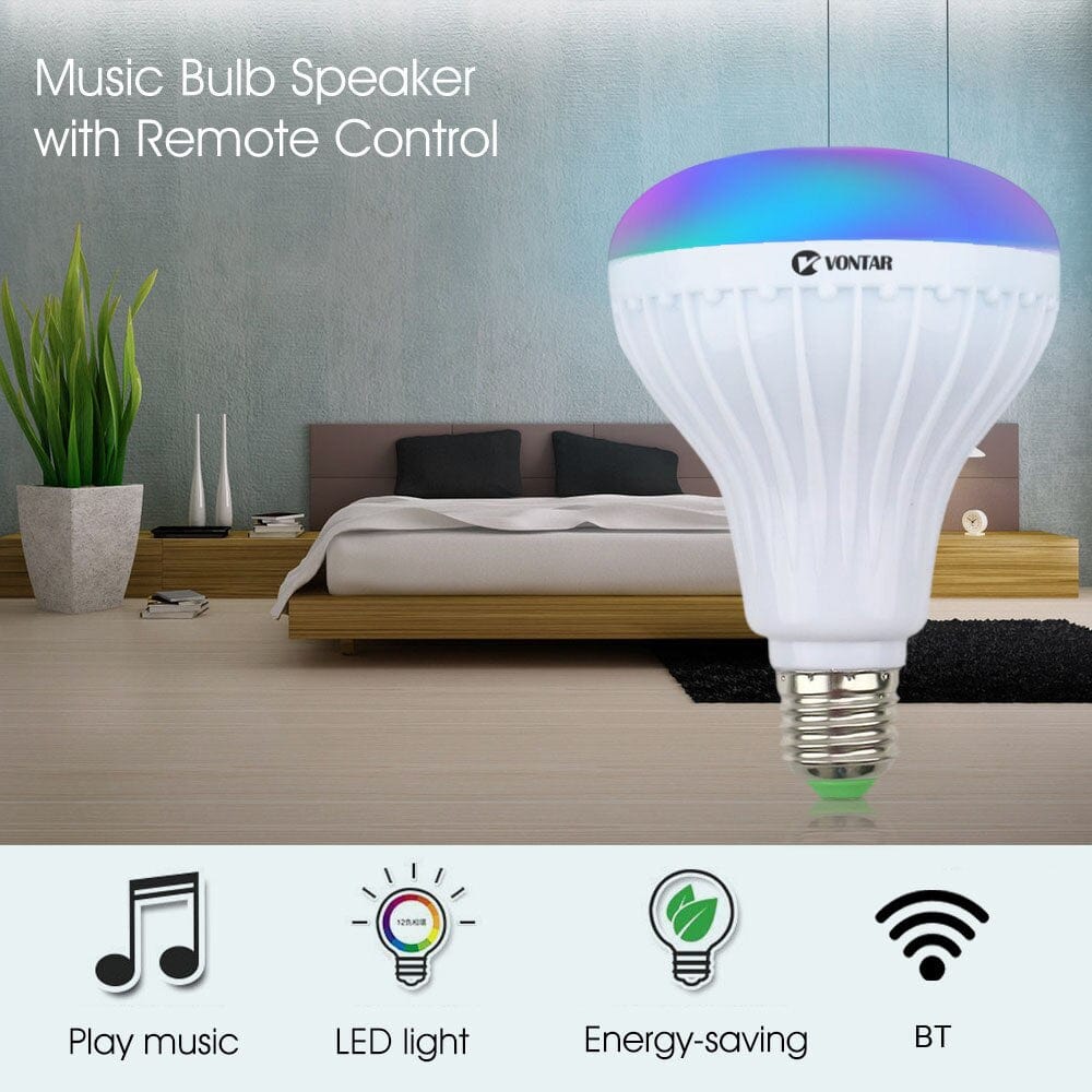 Wireless Bluetooth Speaker+12W RGB Bulb LED Lamp with Remote Control