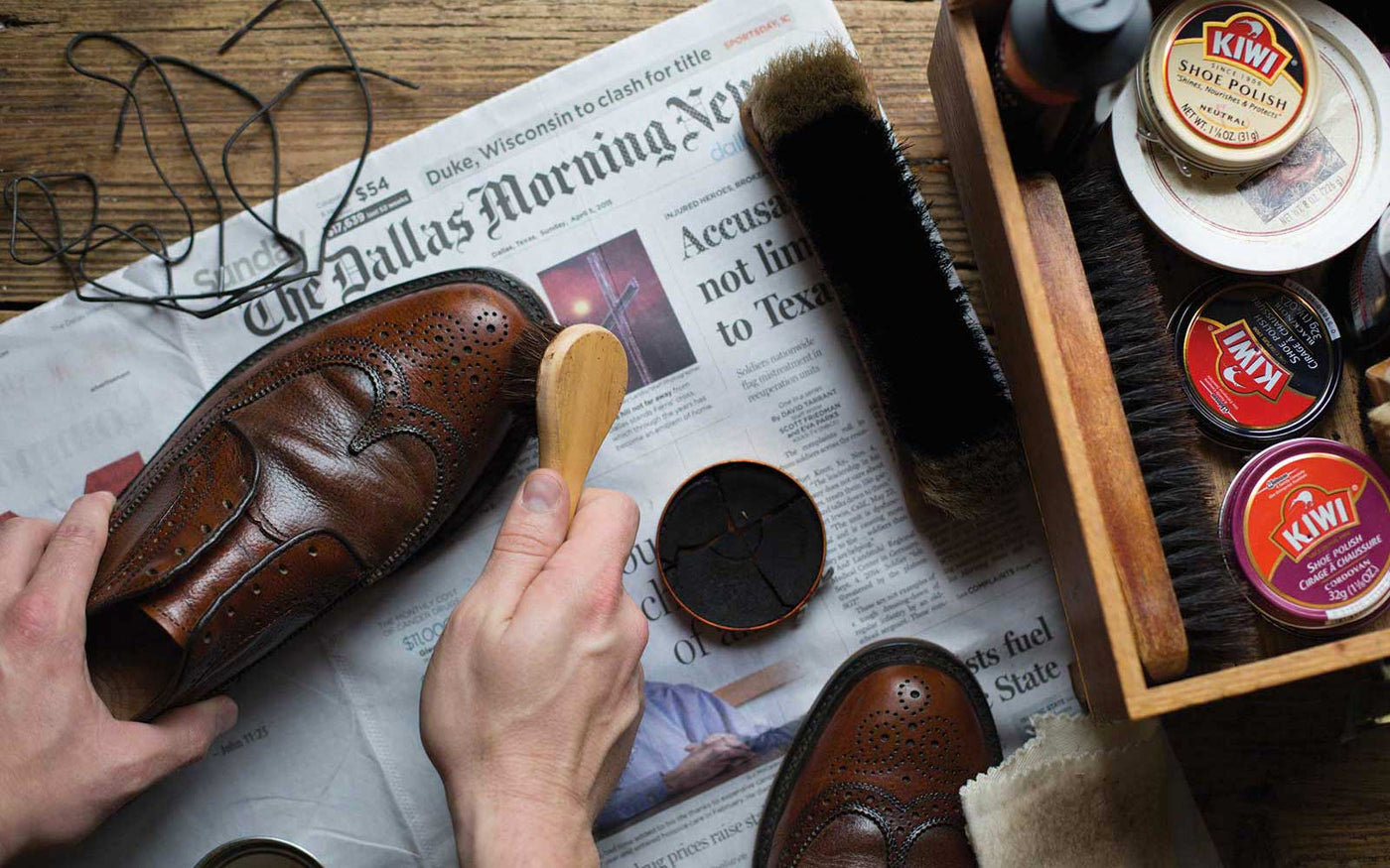 Footwear-Accessories-Collection-Man-Polishing-Shoes