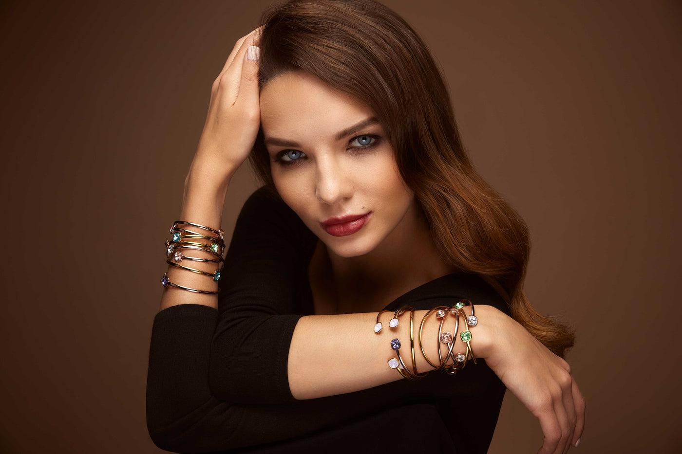 Women's-Bracelets-Collection-Woman-Wearing-Many-Bracelets
