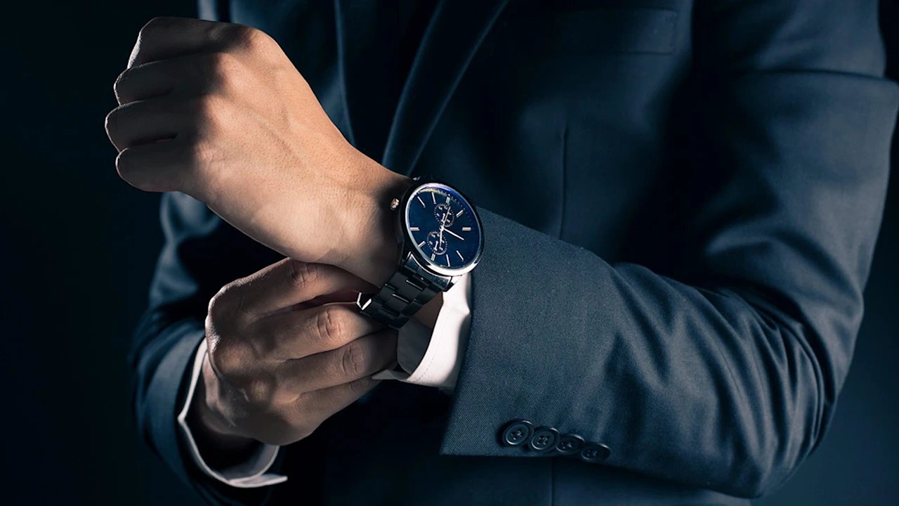 Men's-Watches-Collection-Man-In-Blue-Suit-Wearing-Watch