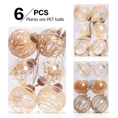 6PCS Christmas Transparent Plant Balls Xmas Ornaments