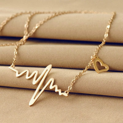 Simple Wave Heart Necklace - GiddyGoatStore