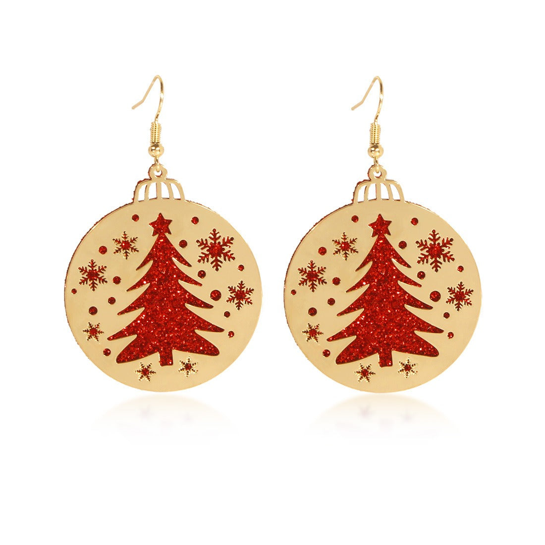 Christmas Round Tree Bells Santa Earrings