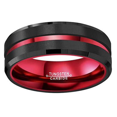 Ring - Unisex Double Color Electric Red Green Black Tungsten Steel Ring