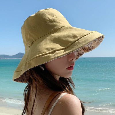 Women's Reversible Double-Sided Printed Breathable Cotton Fisherman Sun Hat