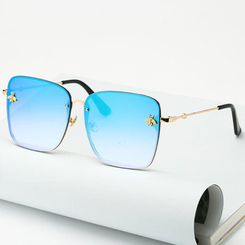 Gafas de sol - Gafas de sol unisex UV400 de moda de abeja cuadrada sin montura de gran tamaño 