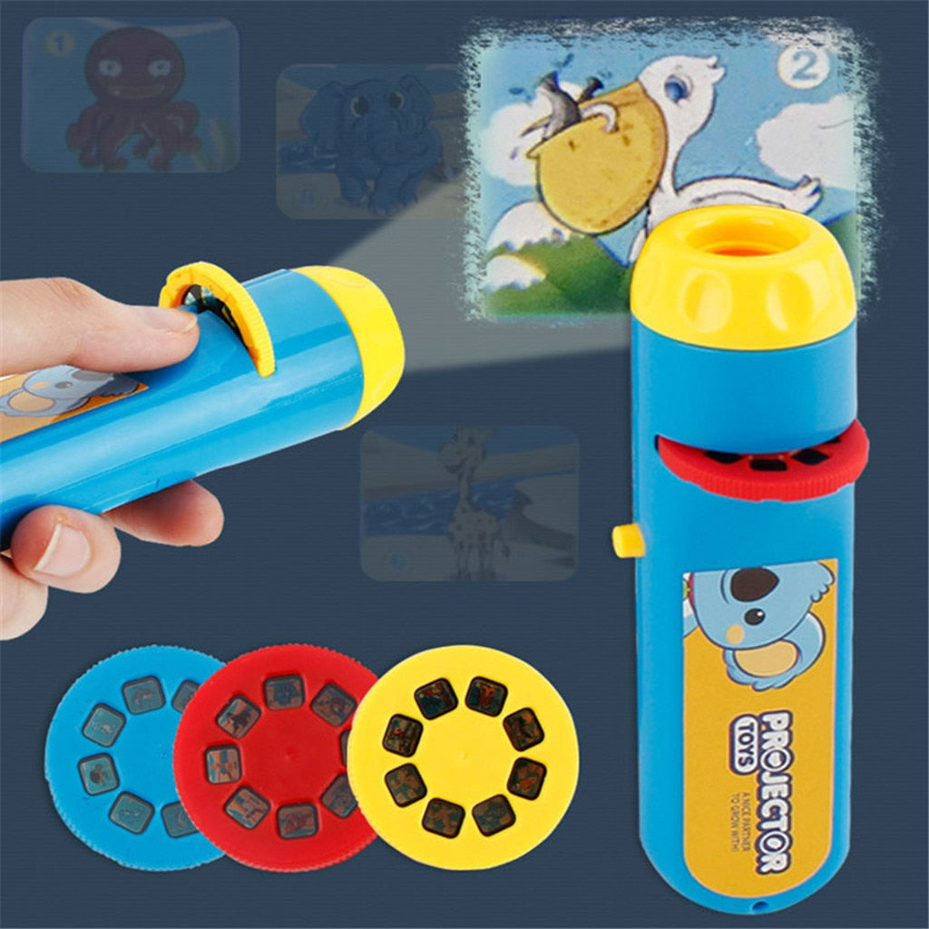 Children's Portable Flashlight Slide Disk Projection Toy