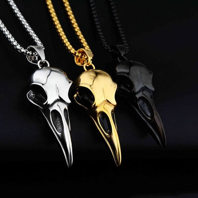 Necklace - Titanium Steel Unisex Crow Head Pendant