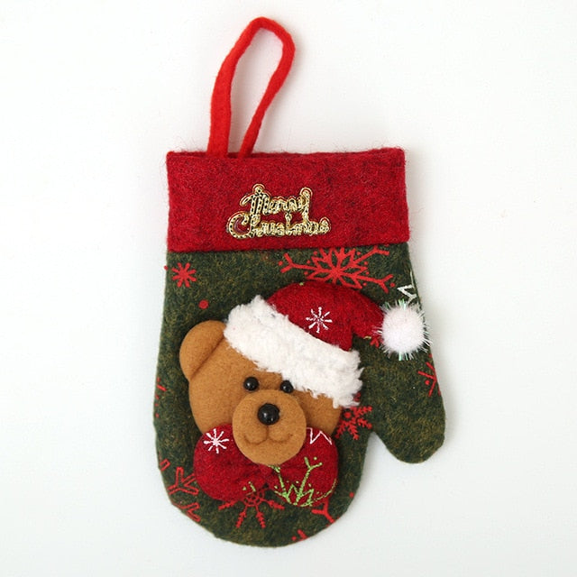 Christmas Oven Mitts Style Fork Knife Cutlery Holder Bag