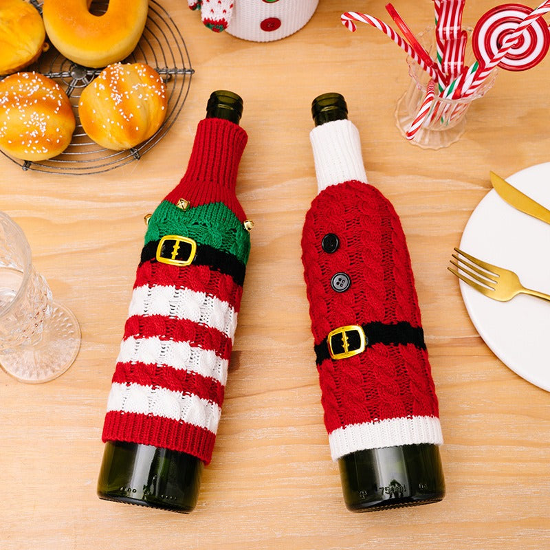 Christmas Knitted  Cozy Wine Bottle Set  Wine Bottle  Set