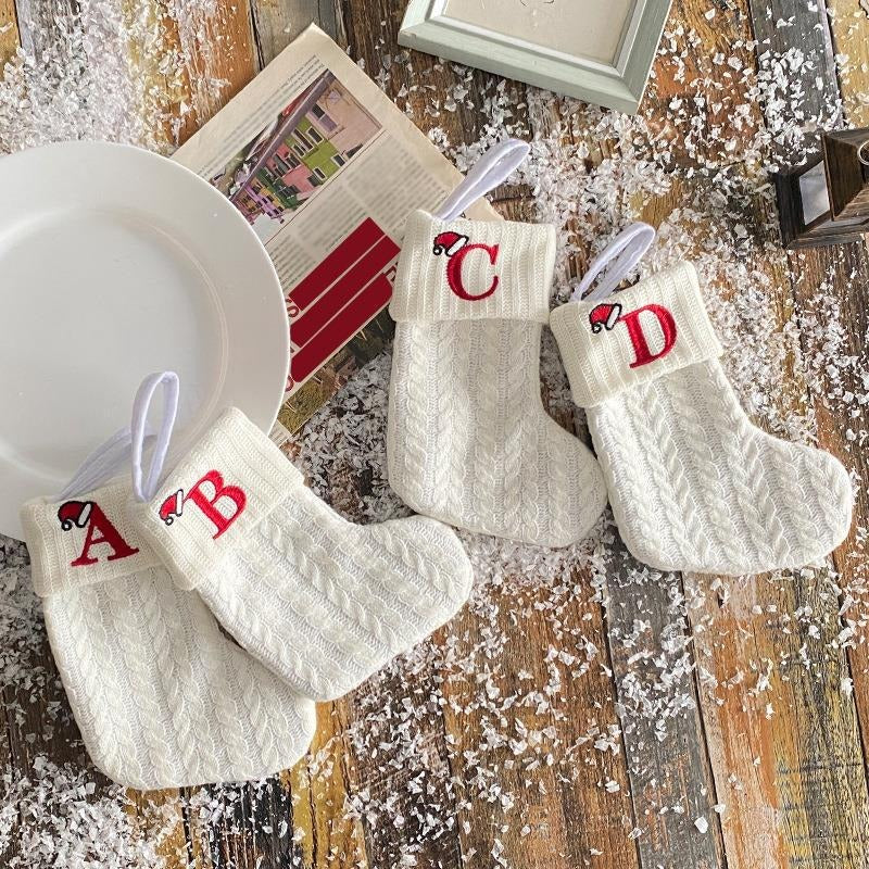 White Christmas Stocking Personalized Letter Xmas Sock