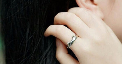 Ring - Women's Lovely Cat Ear and Cat Paws Adjustable Ring